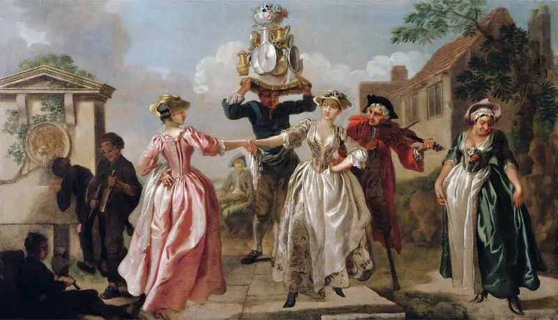 The Milkmaid's Garland (Humours of May Day) (decorative painting for a supper-box at Vauxhall Gardens, London), by Francis Hayman