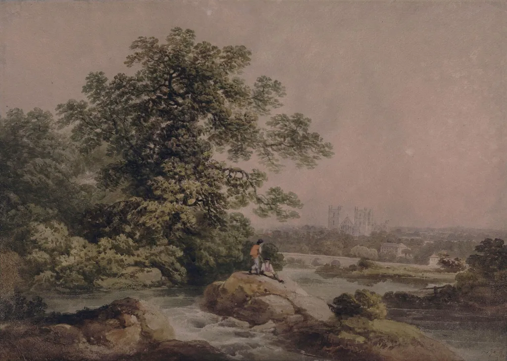 Ripon Cathedral, from near the river, by Francis Nicholson, watercolor, 1775