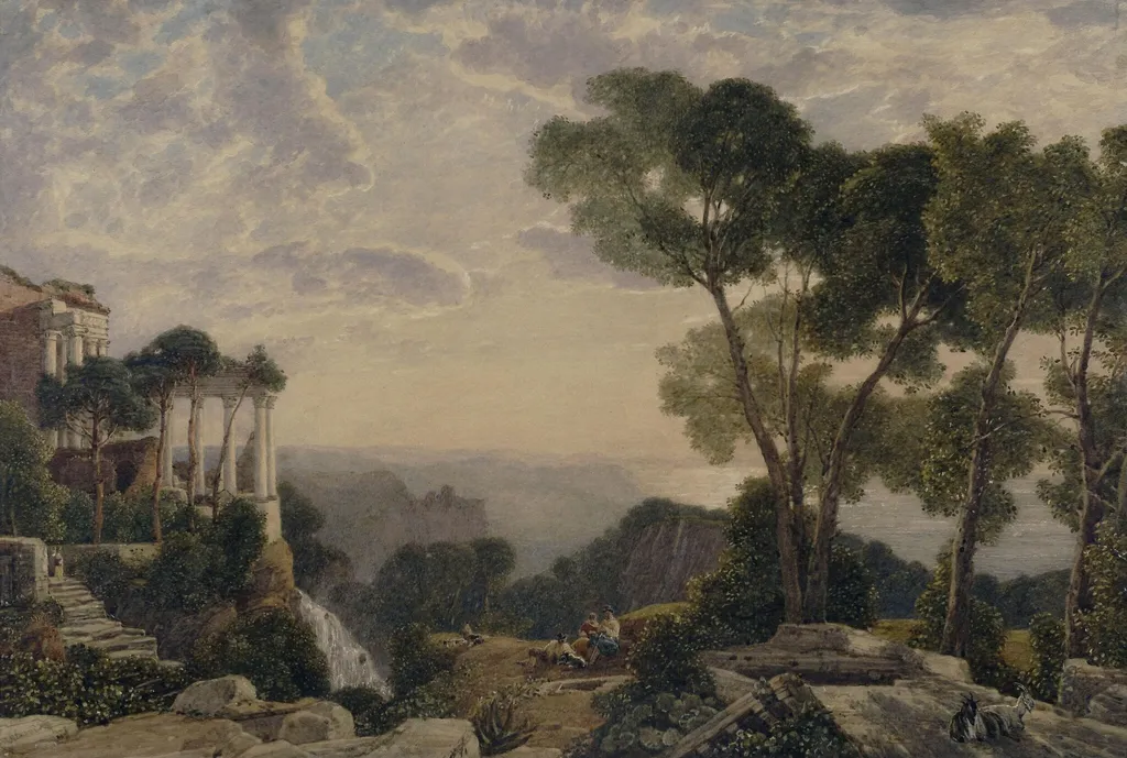 Landscape: A classical composition, by Francis Oliver Finch, watercolor, 1825