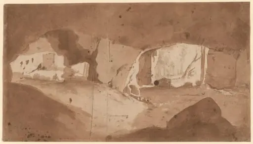 A Grotto (The Stables of the Villa Maecenas, Tivoli?), by Francis Place