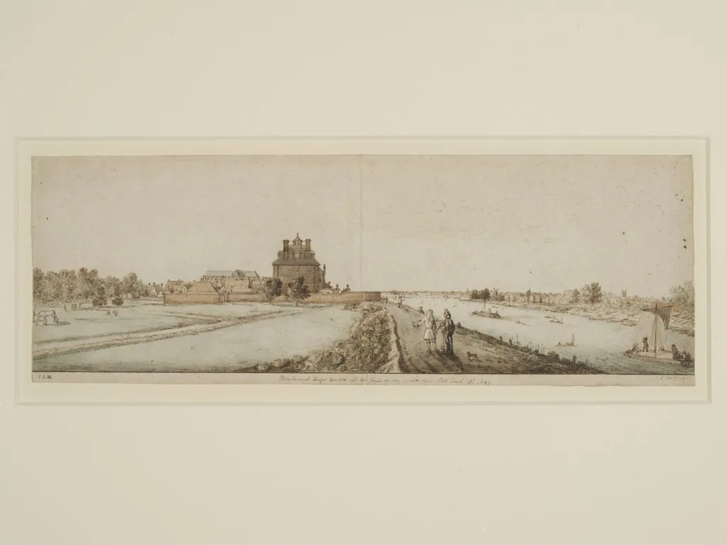 Peterborough House and the Strand as they appeared from Millbank, by Francis Place, watercolor, 1683