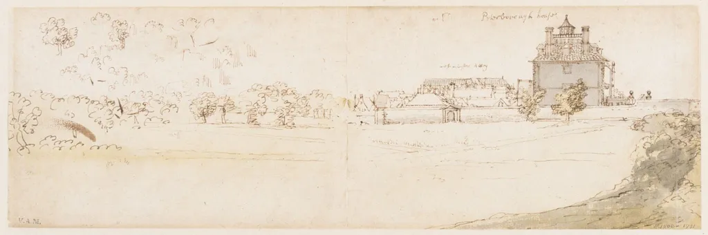 Preparatory study for a drawing of Peterborough House and Westminster Abbey, by Francis Place, 1683