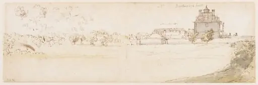 Preparatory study for a drawing of Peterborough House and Westminster Abbey, by Francis Place