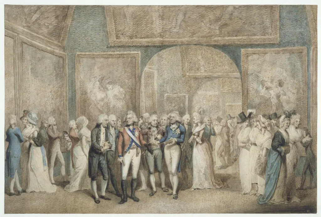 View of the interior of the Shakespeare Gallery, by Francis RA Wheatley, watercolor, 1790