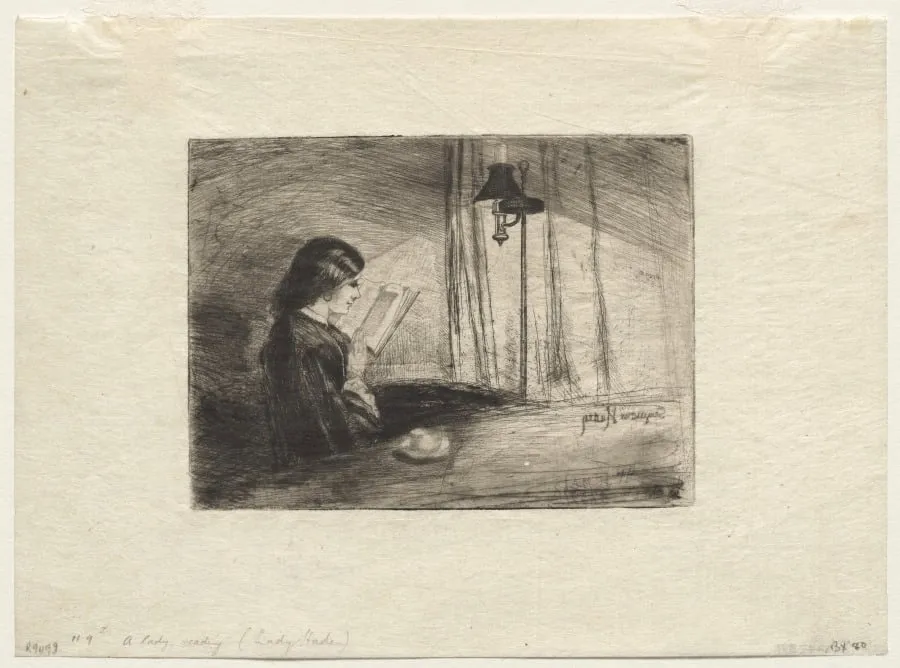A Lady Reading, by Francis Seymour Haden, 1868