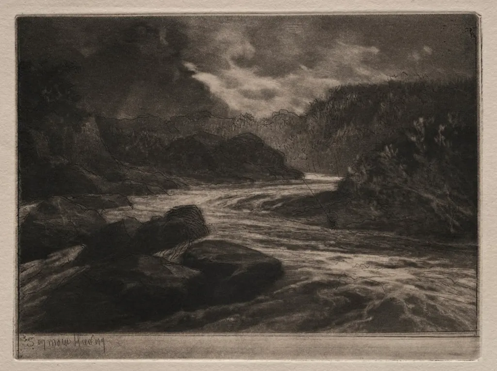 A Salmon River, by Francis Seymour Haden, 1868