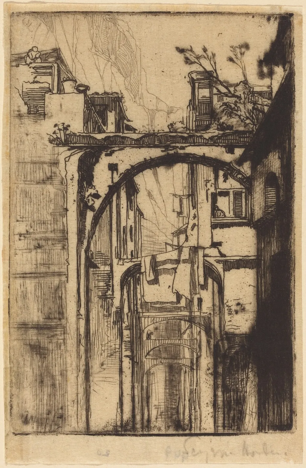Amalfi, by Francis Seymour Haden, ink, 1858