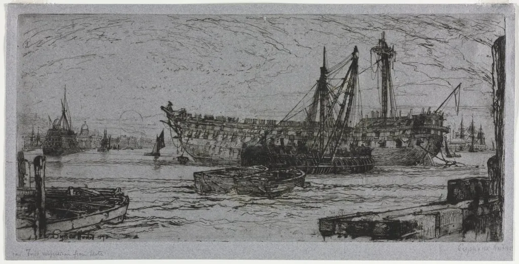 Breaking Up of the Agamemnon, by Francis Seymour Haden, 1870