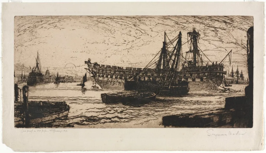 Breaking up of the Agamemnon, by Francis Seymour Haden, 1868