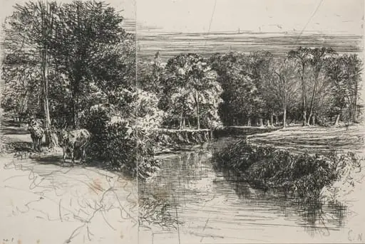 Dundrum River and the Two Asses, by Francis Seymour Haden