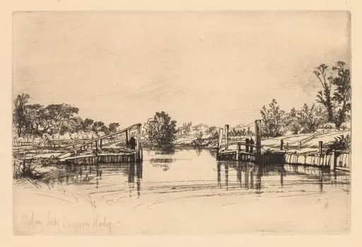 Egham Lock, by Francis Seymour Haden