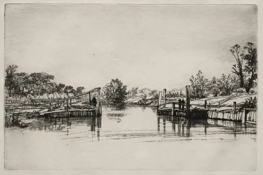 Egham Lock, by Francis Seymour Haden