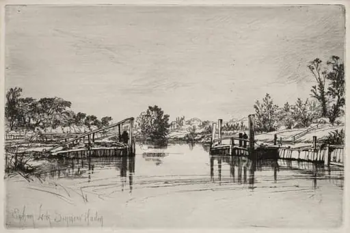 Egham Lock, by Francis Seymour Haden