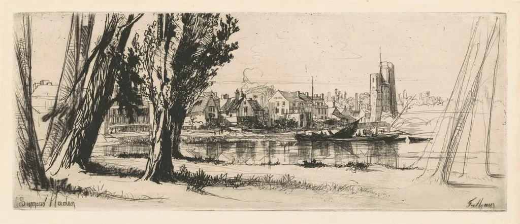 Fulham, by Francis Seymour Haden, ink, 1859