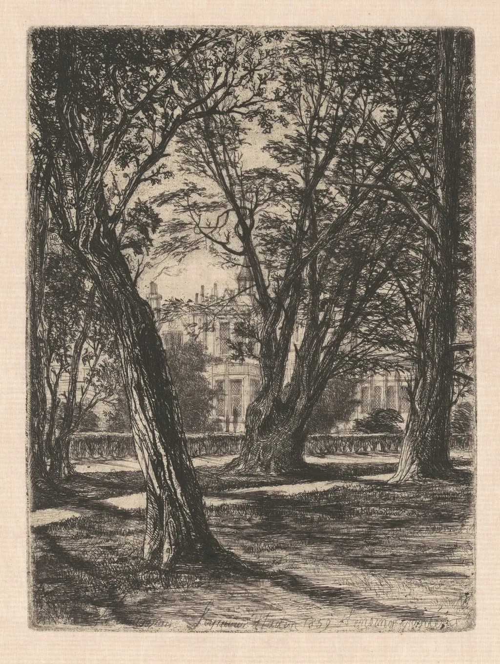 Kensington Gardens, No. 1, by Francis Seymour Haden, ink, 1859