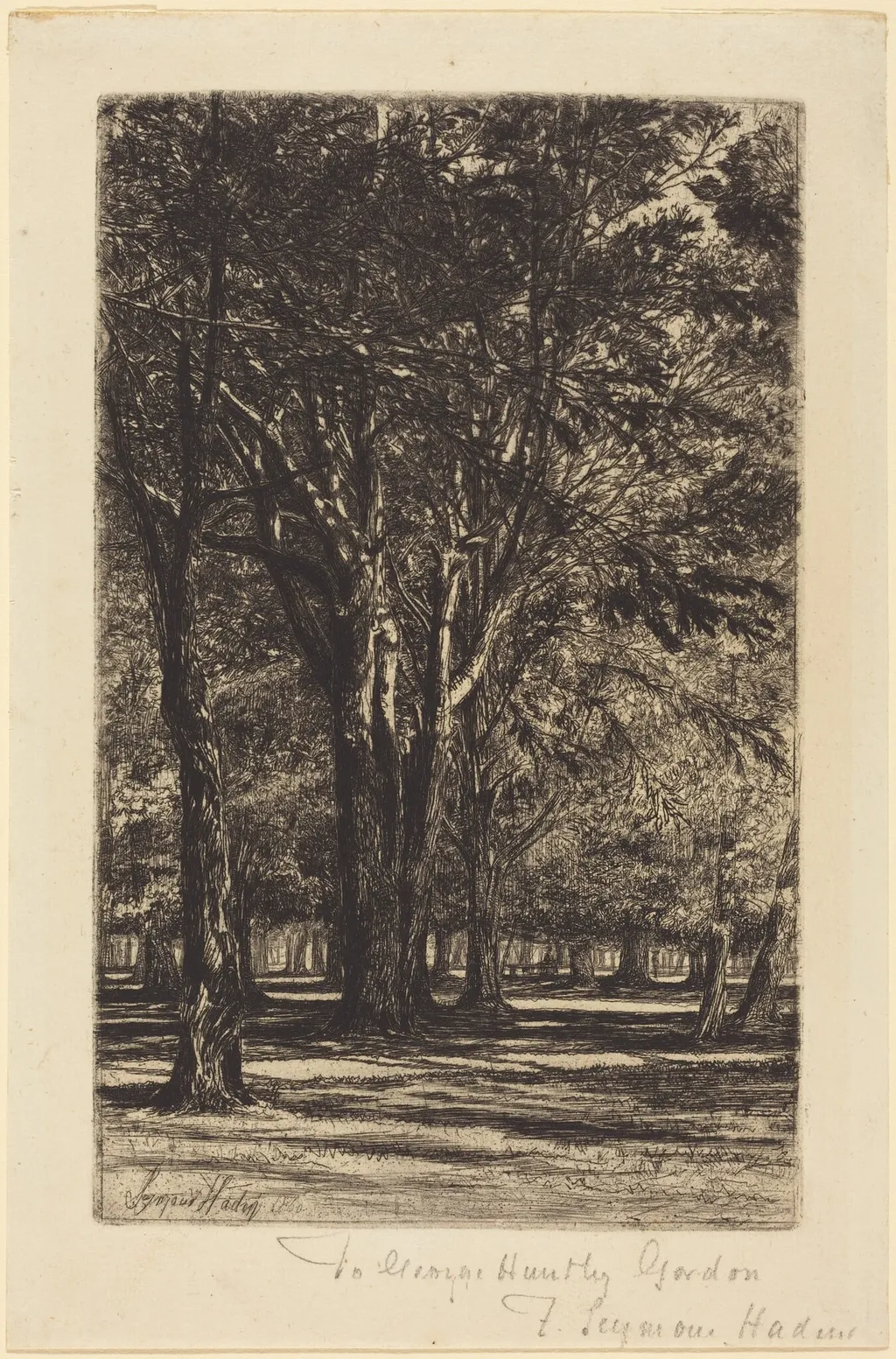 Kensington Gardens (The Larger Plate), by Francis Seymour Haden, ink, 1860