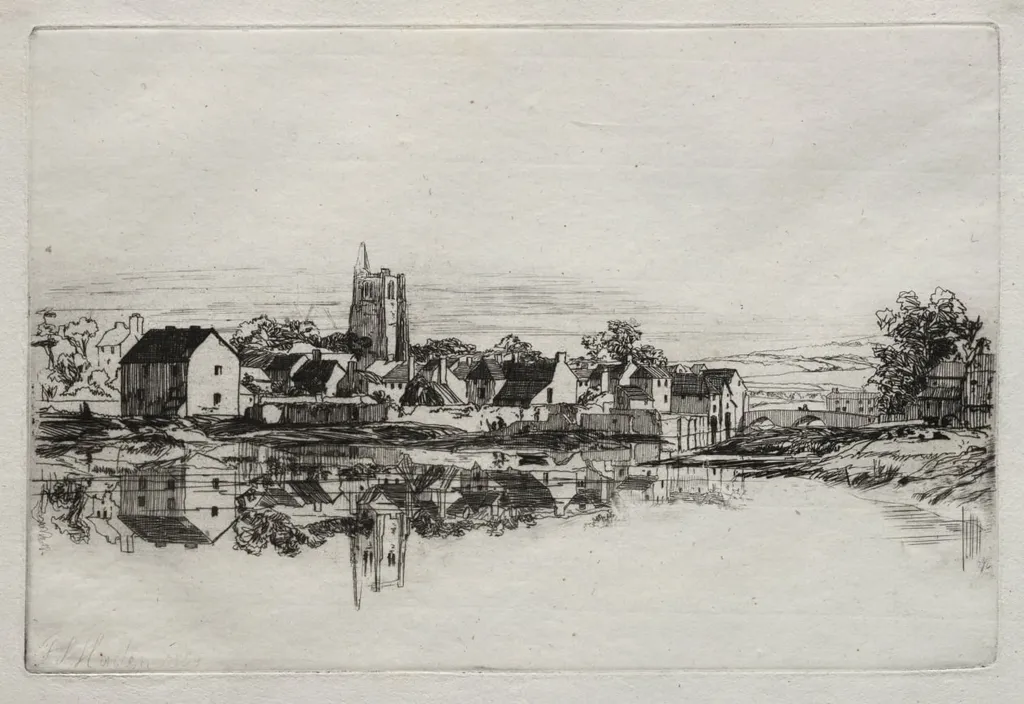 Kidwelly Town, by Francis Seymour Haden, 1859