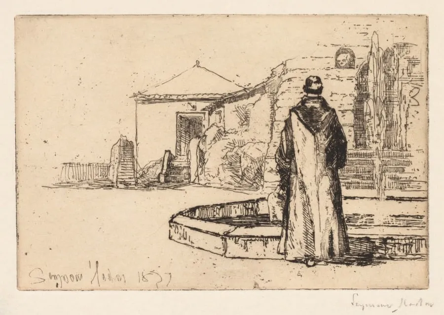 Monk at a Fountain, by Francis Seymour Haden, 1877