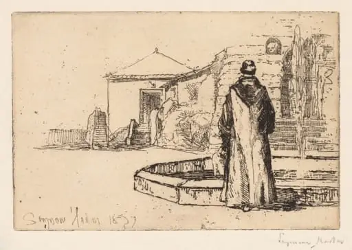 Monk at a Fountain, by Francis Seymour Haden