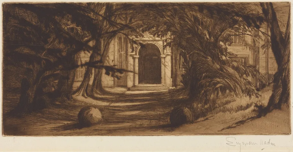 Mytton Hall, by Francis Seymour Haden, ink, 1859
