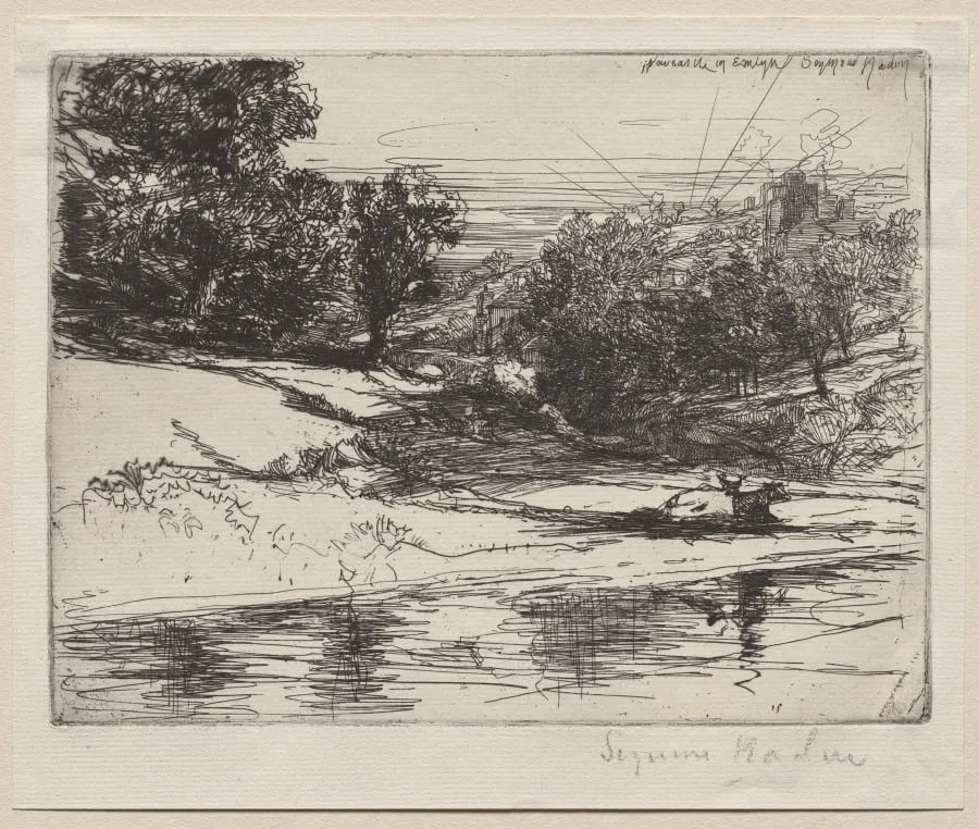 Newcastle in Emlyn, by Francis Seymour Haden, 1868
