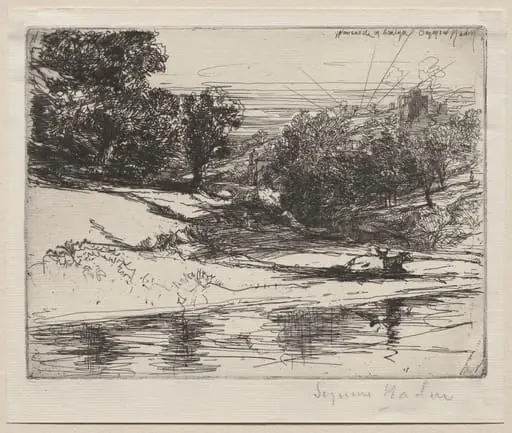 Newcastle in Emlyn, by Francis Seymour Haden
