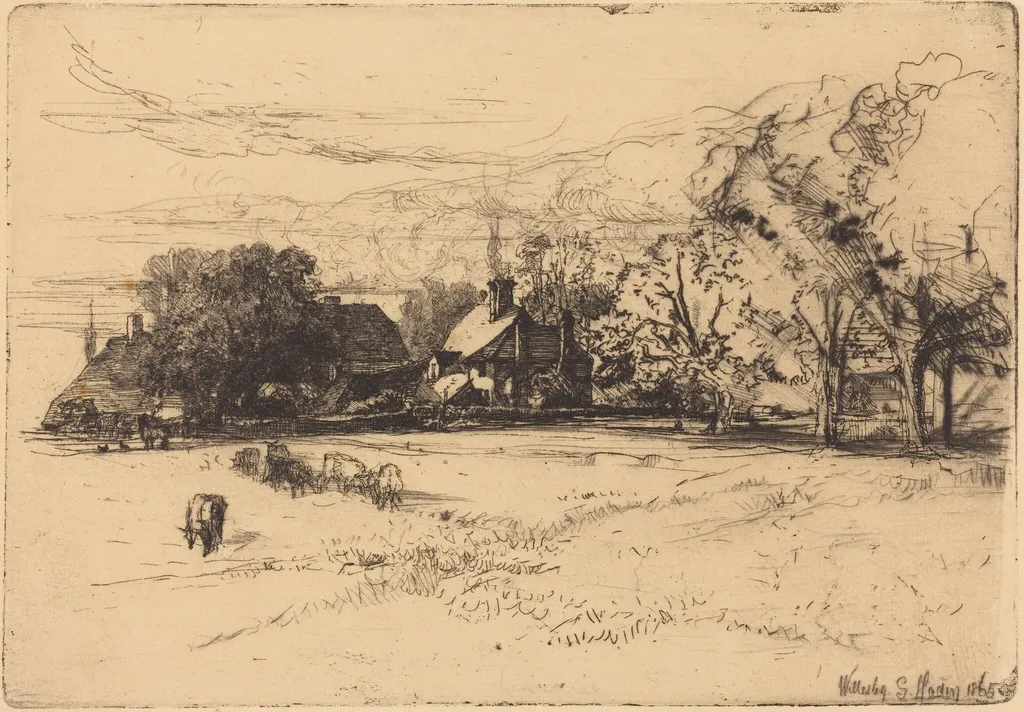 Old Willesley House, by Francis Seymour Haden, ink, 1865