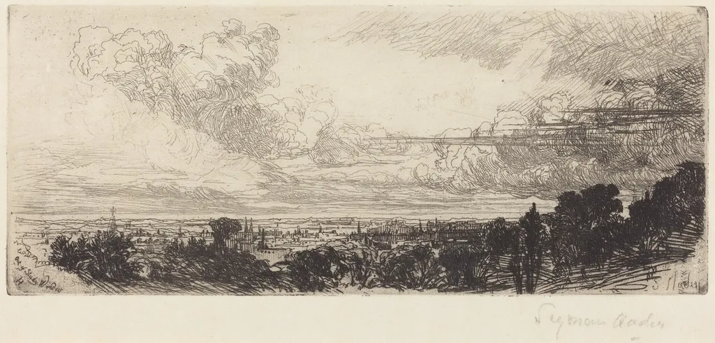 Out of Study Window, by Francis Seymour Haden, ink, 1859