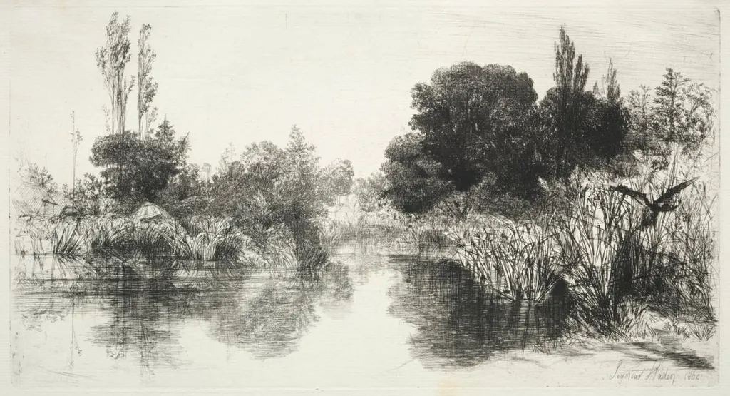Share Mill Pond, by Francis Seymour Haden, 1860