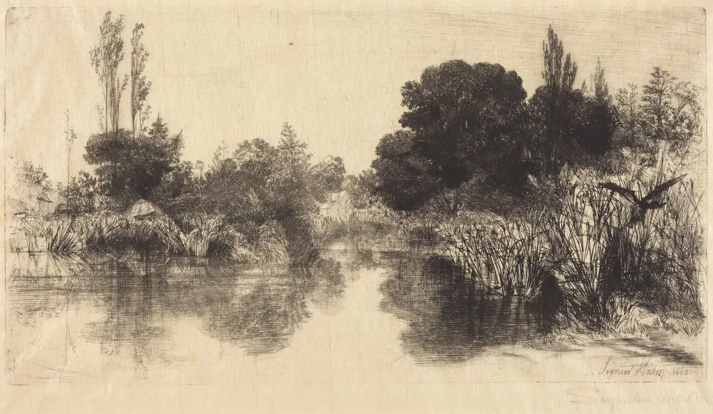 Shere Mill Pond (The Larger Plate), by Francis Seymour Haden, ink, 1860