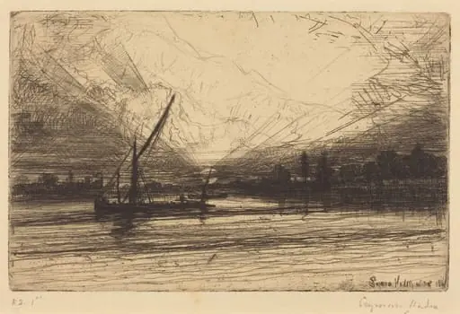 Sunset on the Thames, by Francis Seymour Haden
