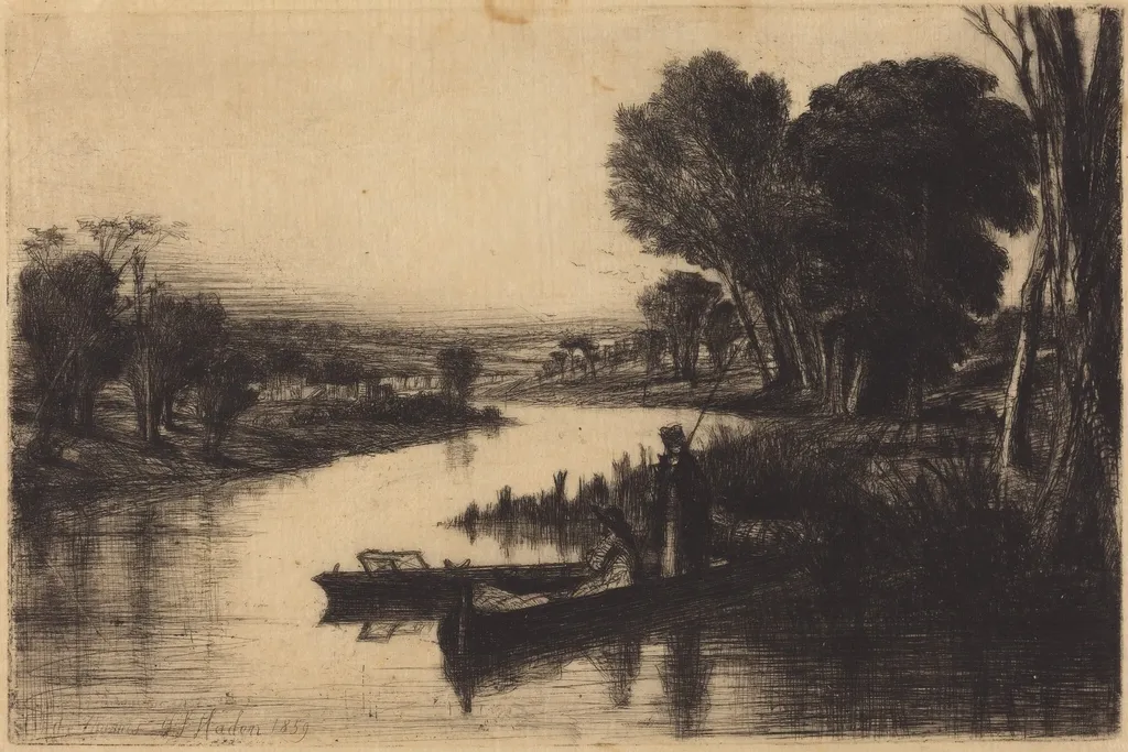 Thames Fishermen, by Francis Seymour Haden, ink, 1859