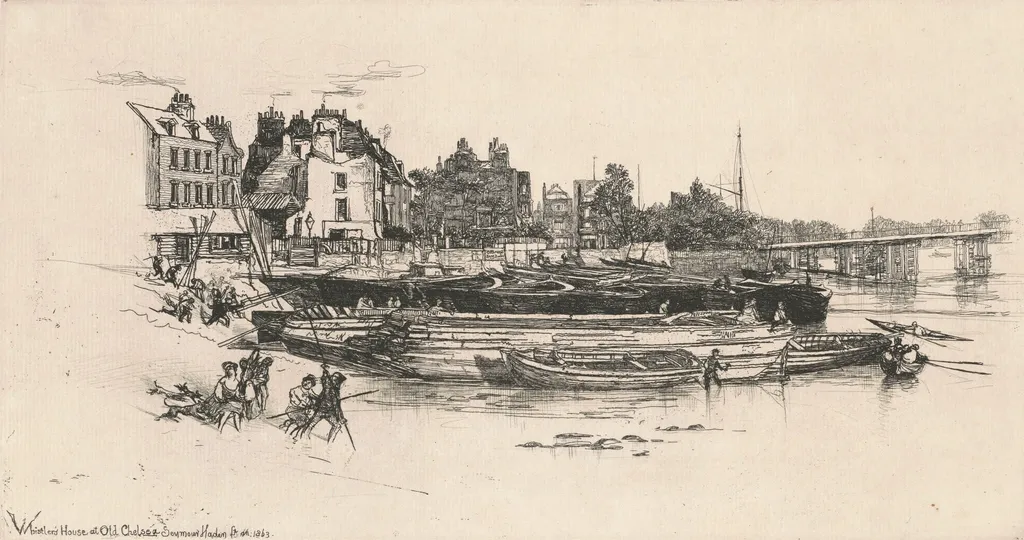 Whistler's House at Old Chelsea, by Francis Seymour Haden, ink, 1863