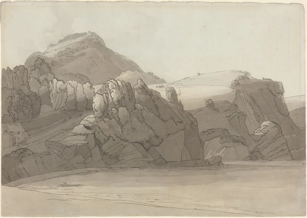 A Rocky Shore at Coombmartin, Devon (Combe Martin Bay), by Francis Towne, ink, 1783