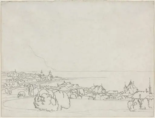 A View of Vevey with La Tour de Peilz in the Distance, by Francis Towne