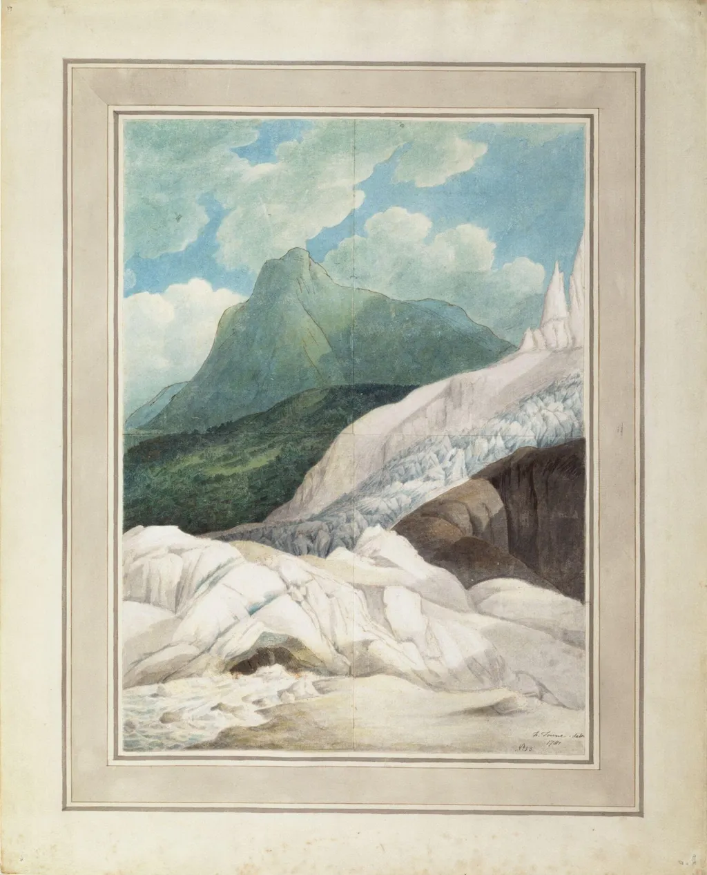 The Source of the Arveiron, with Mont Blanc in the Background, by Francis Towne, watercolor, 1781