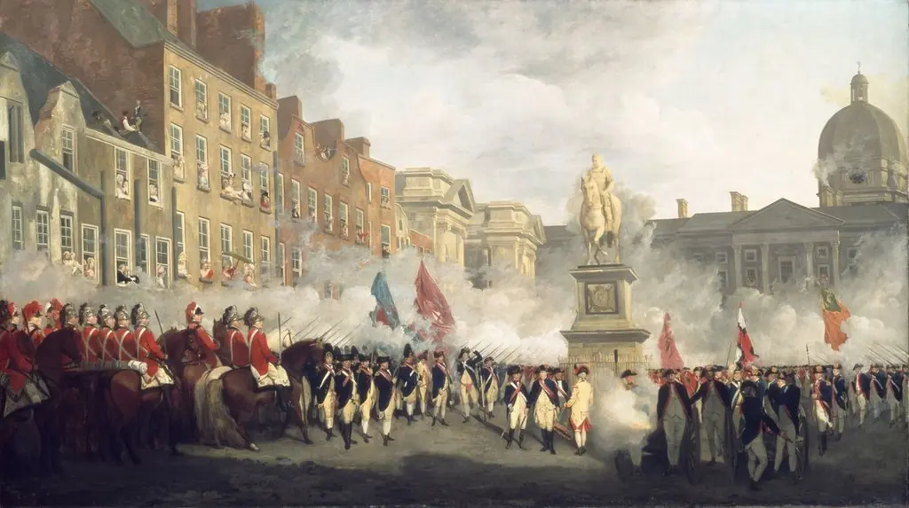 The Dublin Volunteers on College Green, 4th November 1779, by Francis Wheatley