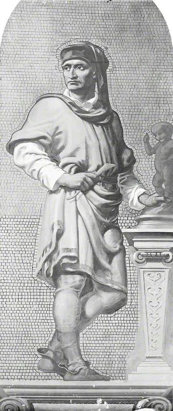 Luca della Robbia (1400–1481) (design for a mosaic in the Victoria and Albert Museum) (detail), by Francis Wollaston Moody, oil, 1865