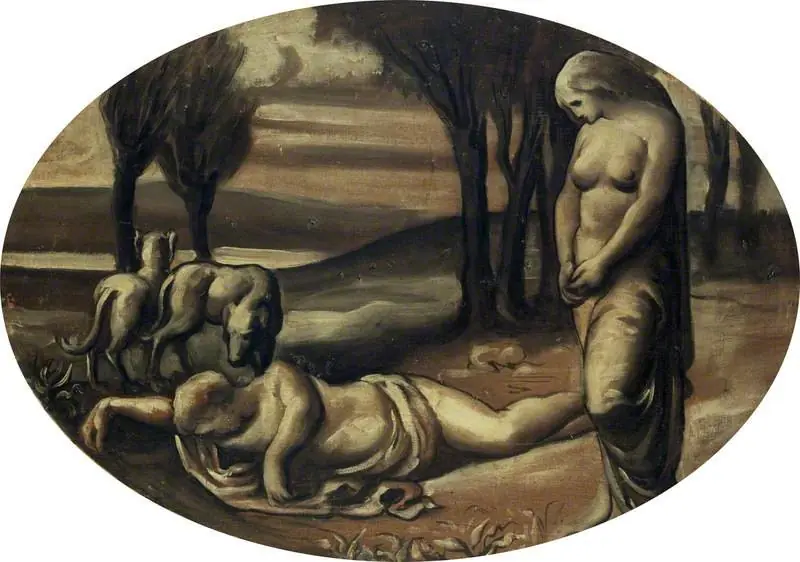Pyramus and Thisbe (decorative panel), by Francis Wollaston Moody