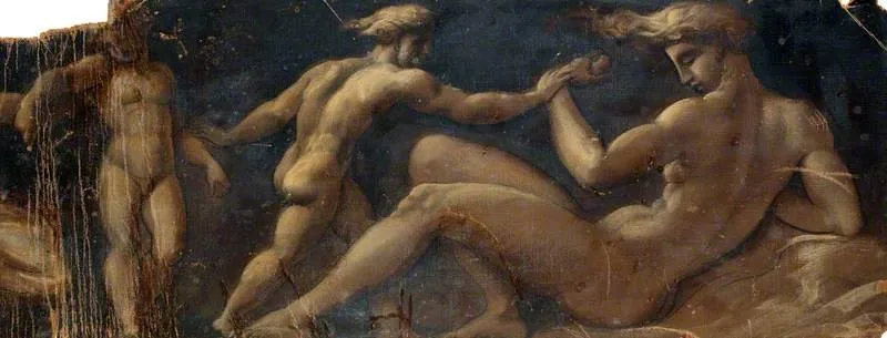 Reclining Figure (decorative panel), by Francis Wollaston Moody, oil, 1865