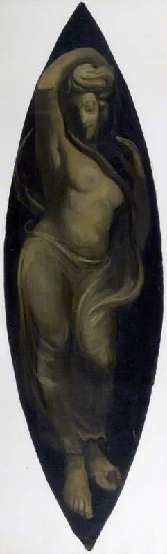Standing Female Figure (decorative panel), by Francis Wollaston Moody, oil, 1865