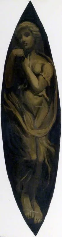 Standing Female Figure (decorative panel), by Francis Wollaston Moody, oil, 1865