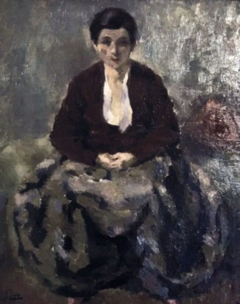 Femeie în bluză roșie, by Francisc Șirato, unspecified
