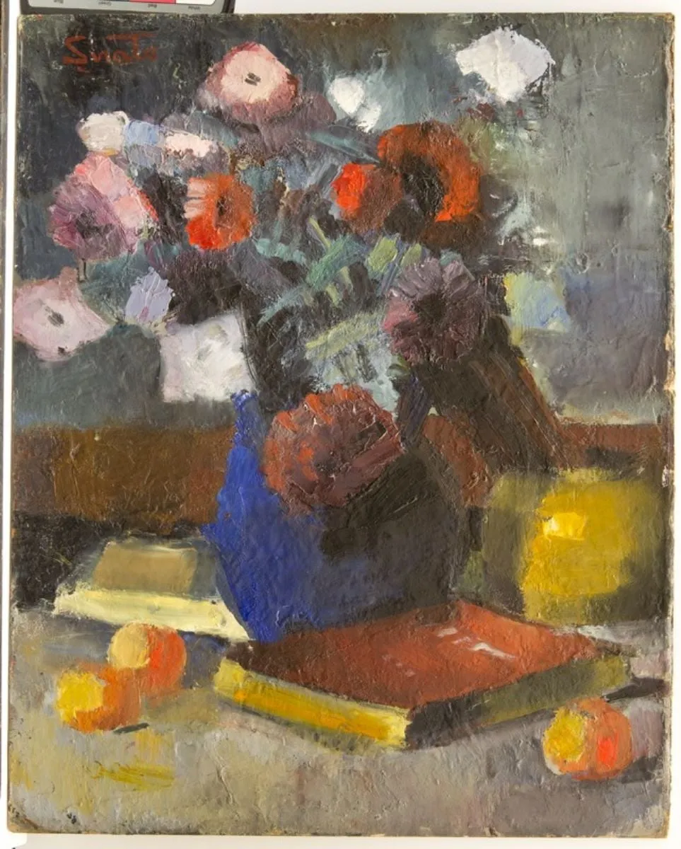 Flori în ulcică albastră, by Francisc Șirato, 1925
