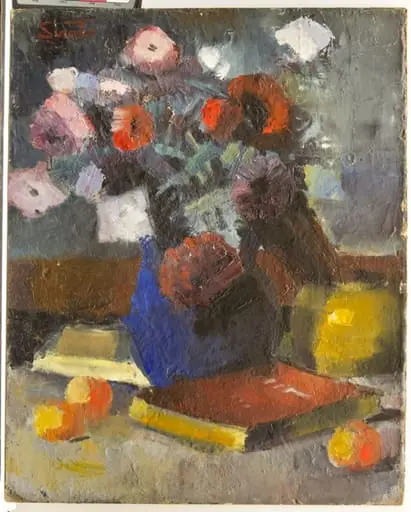 Flori în ulcică albastră, by Francisc Șirato