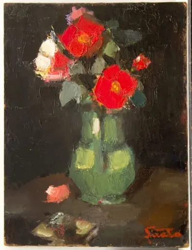 Flori în ulcică verde, by Francisc Șirato