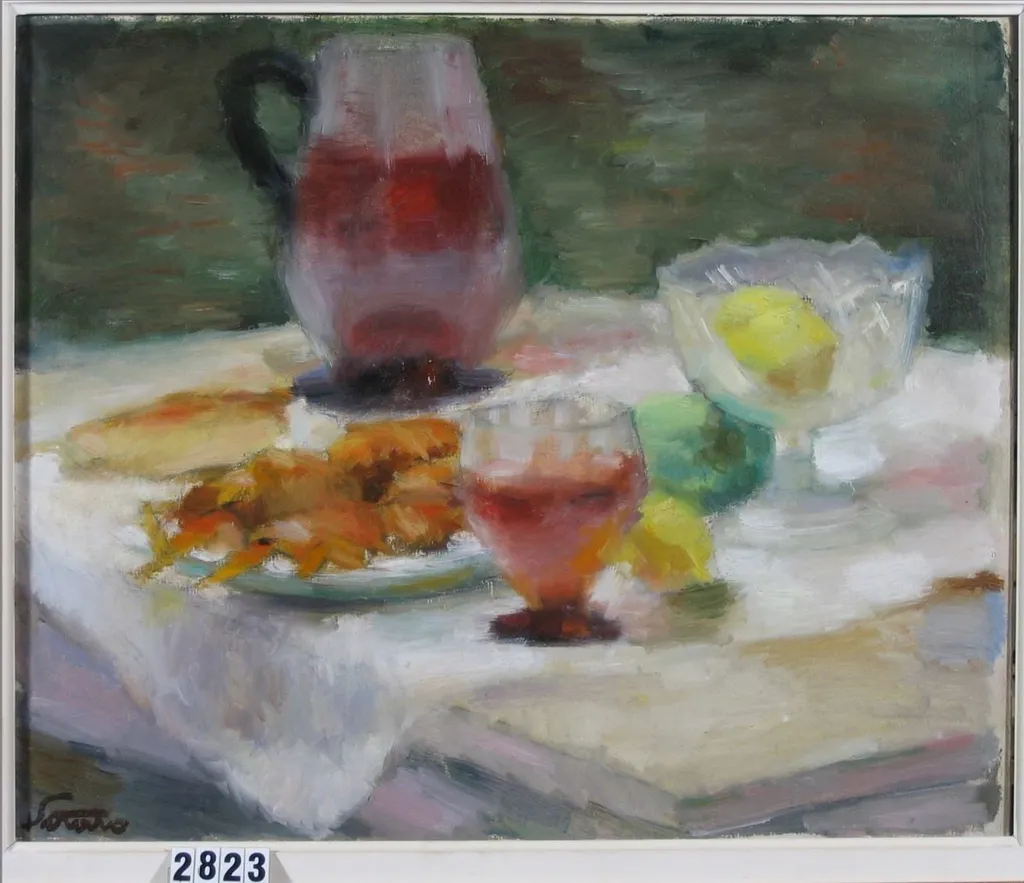 Natură statică cu raci și carafă, by Francisc Șirato, 1925