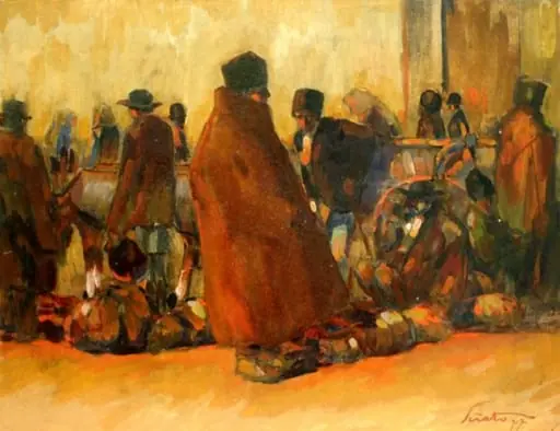 Târg (Piață cu personaje și animale), by Francisc Șirato, 1917