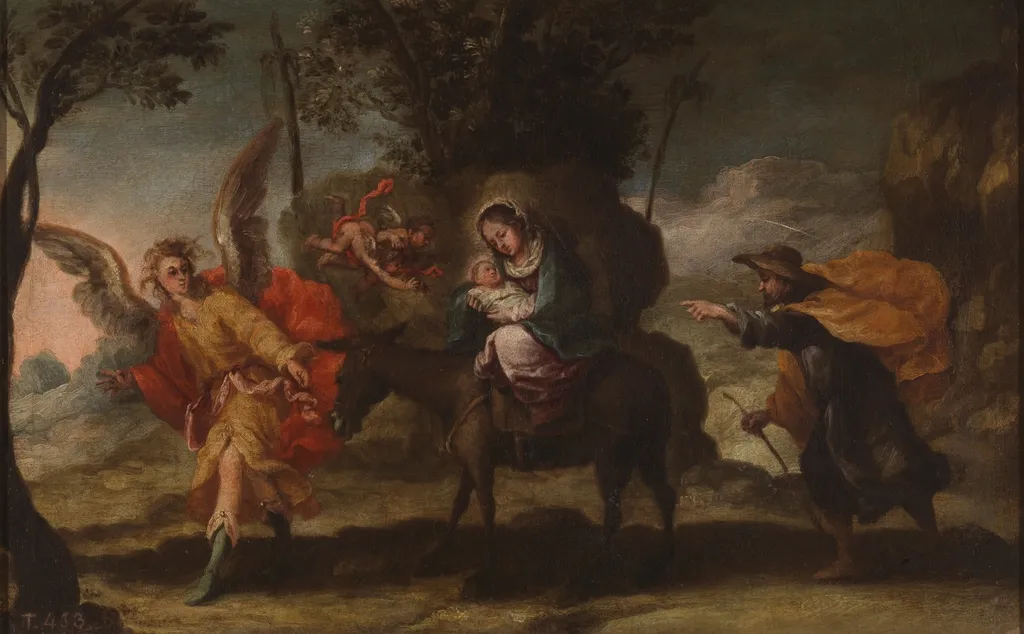 The Flight into Egypt, by Francisco Antolínez, oil, 1675