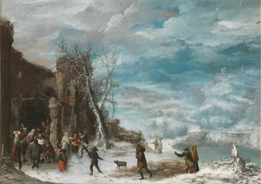 Winter Landscape with the Adoration of the Shepherds, by Francisco Collantes, oil, 1630
